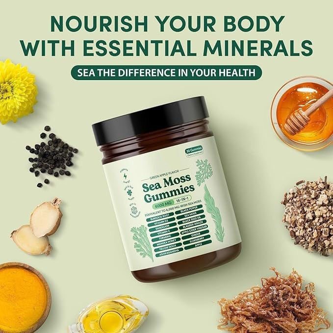 16-in-1 Sea Moss Gummies with Ashwagandha & Black Seed Oil