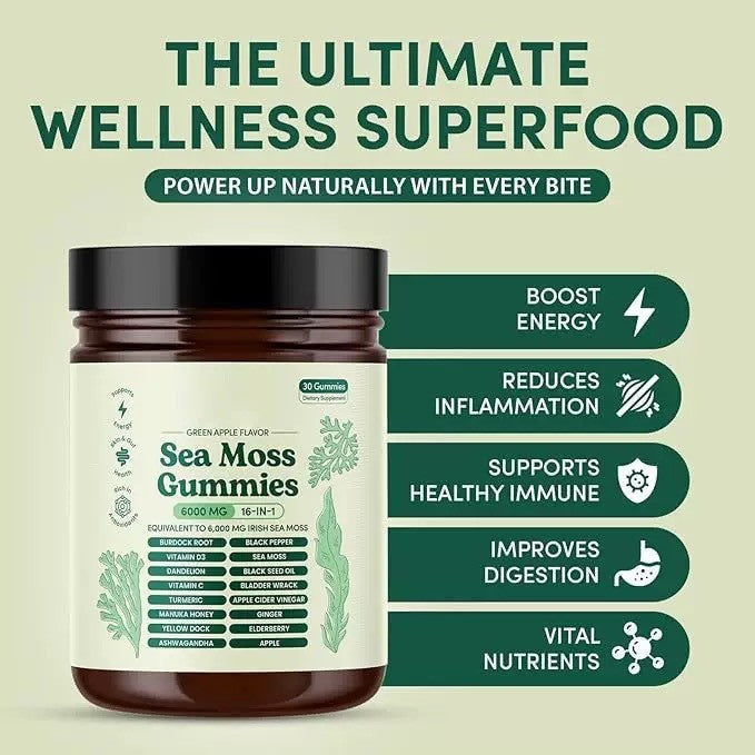 16-in-1 Sea Moss Gummies with Ashwagandha & Black Seed Oil