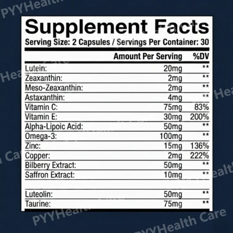 15 in 1 Advanced Eye Health Support Supplement with Lutein Zeaxanthin Astaxanthin – Daily Vision Nutrition Capsules