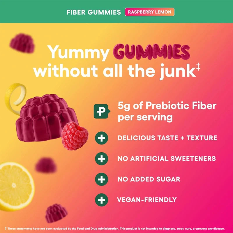 Fiber Gummies for Digestive Health | Chewable Raspberry Lemon Treats