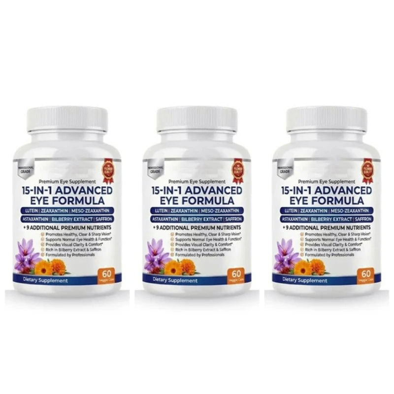 15 in 1 Advanced Eye Health Support Supplement with Lutein Zeaxanthin Astaxanthin – Daily Vision Nutrition Capsules