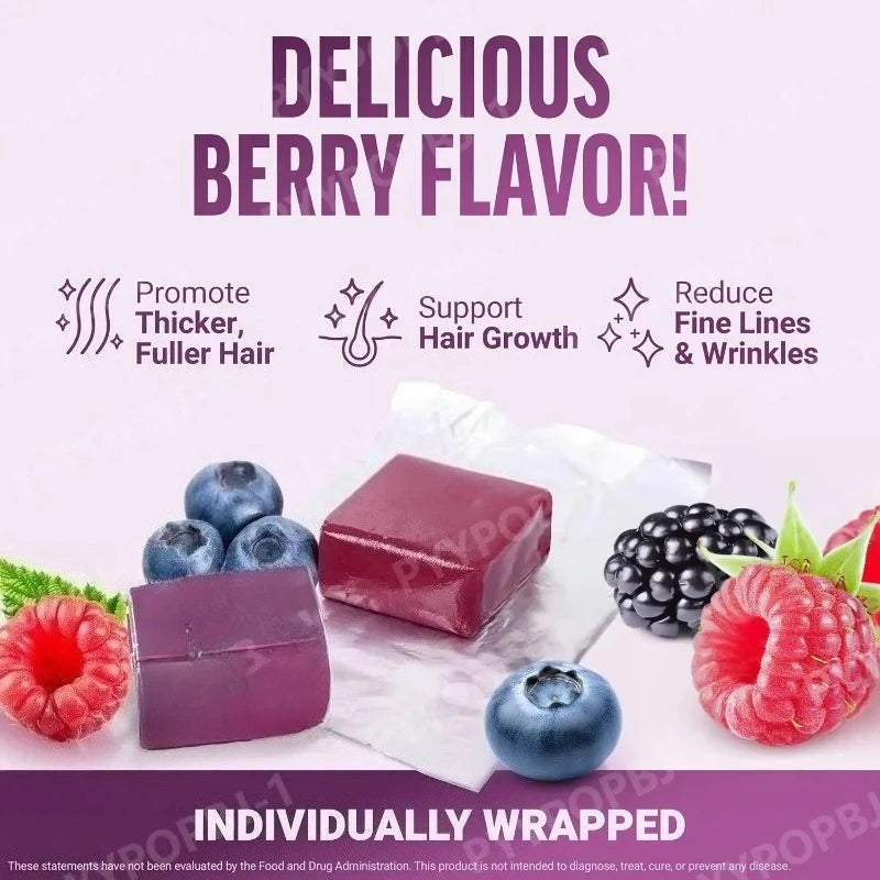 Delicious Hair Vitamins Gummies | Berry Flavor for Healthy Growth