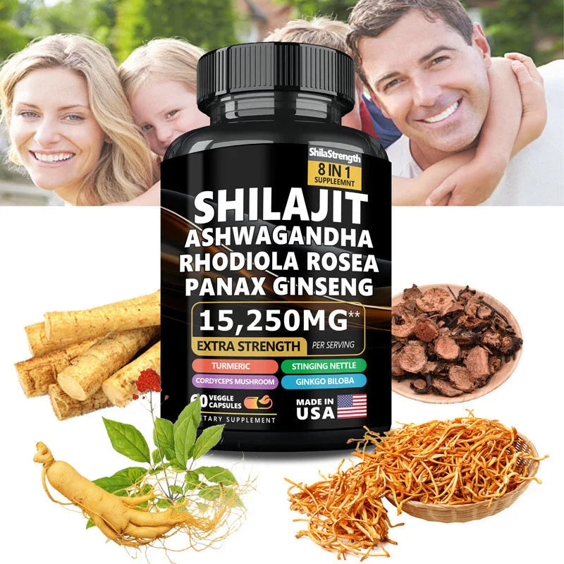 8 in 1 Shilajit Soft Capsules Supplement Natural Mineral Resin Like Substance Nourishing Agent Resist Oxidation Enhance Immunity