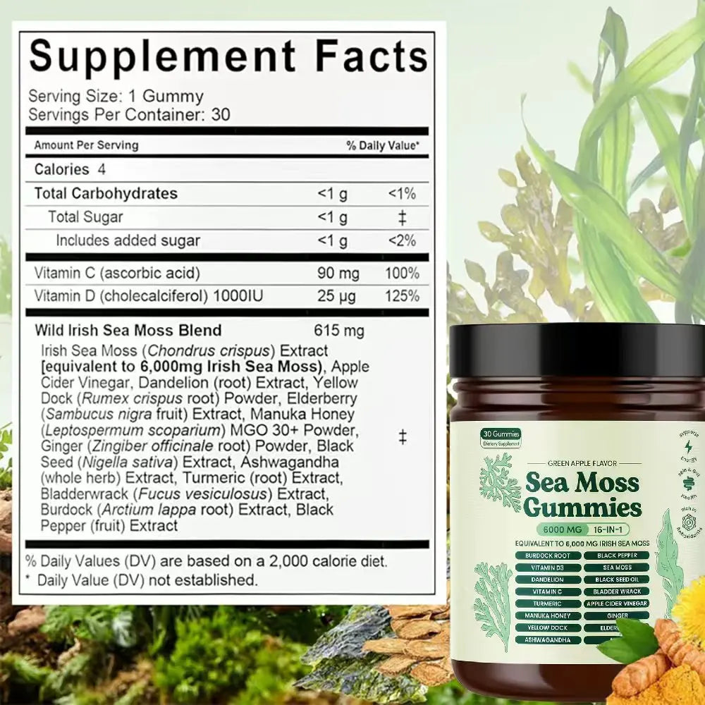 16-in-1 Sea Moss Gummies with Black Seed Oil & Ashwagandha