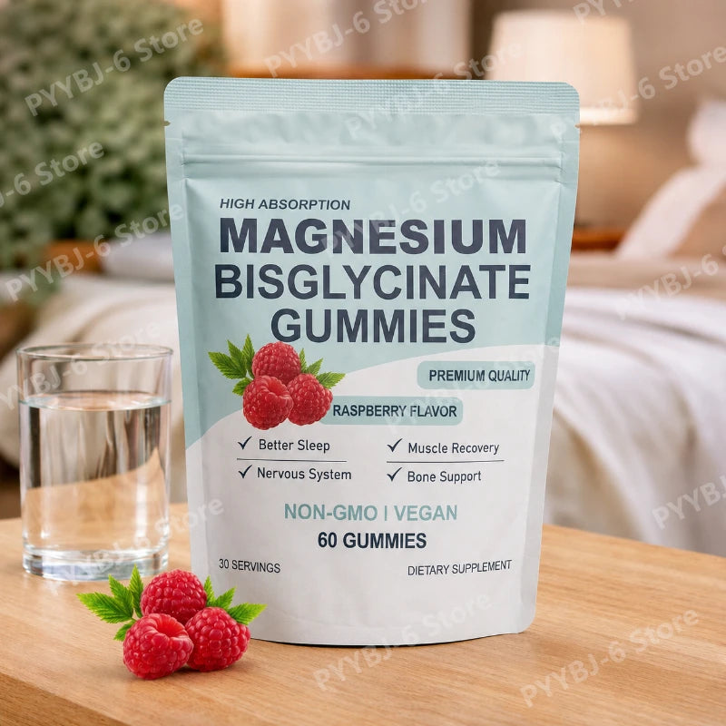 High Absorption Magnesium Bisglycinate Gummies | Vegan Raspberry Flavor