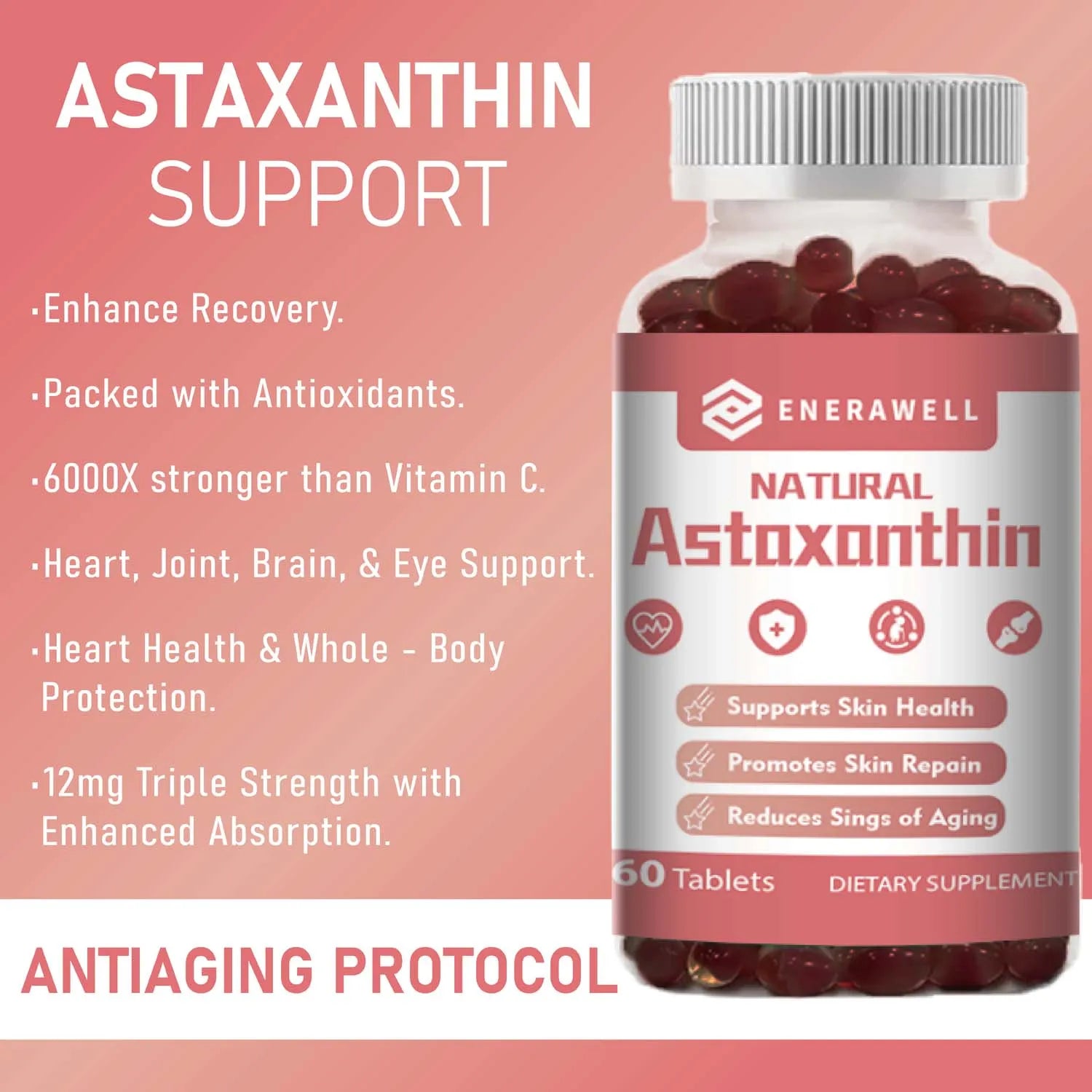 Astaxanthin 12mg Softgels, Supports Healthy Metabolism, Eye, Joint & Skin Wellness, Antioxidant Dietary Supplement for Men and Women