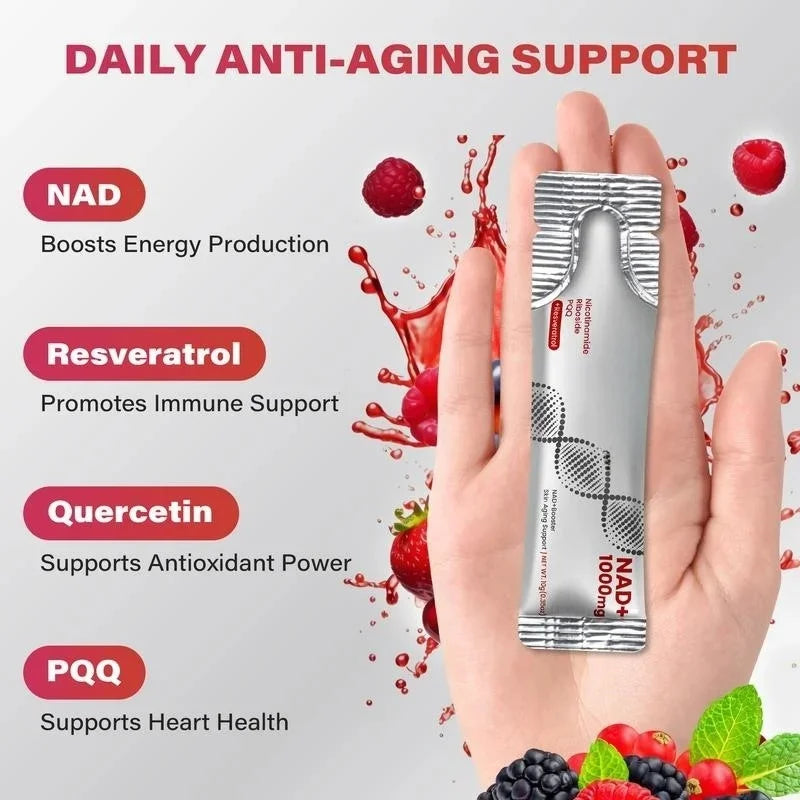 NAD+ Supplement - Nicotinamide Riboside & Resveratrol Liquid 1000mg for Men & Women Cellular Energy Advanced NAD Booster 30 CT