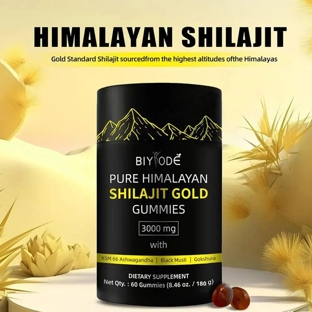 60pcs Shilajit Soft Candy Gummies Energy Boost Help With Muscle Recovery Reduce Fatigue Supplement Vegetarian 3000mg
