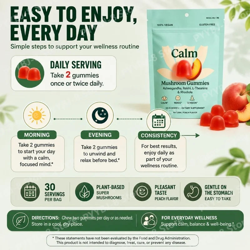 Peach Flavor Mushroom Gummies for Stress Relief and Relaxation