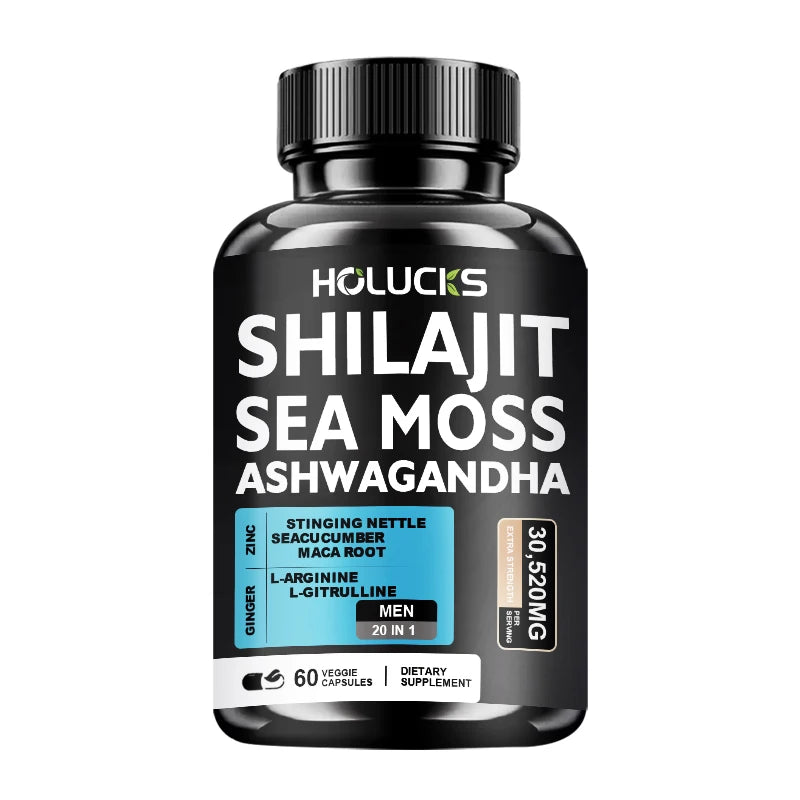 Advanced Shilajit & Sea Moss Supplement, with L-Citrulline, for Male Reproductive Health, Stamina & Immune Defense, Non-GMO