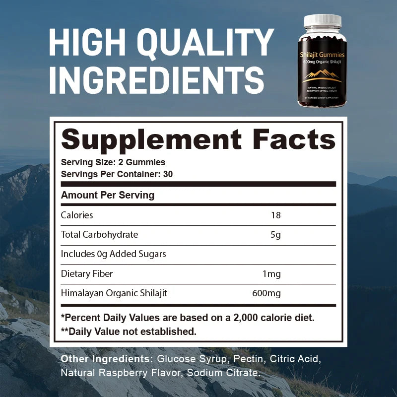 Organic Himalayan Shilajit Gummies for Daily Wellness Boost
