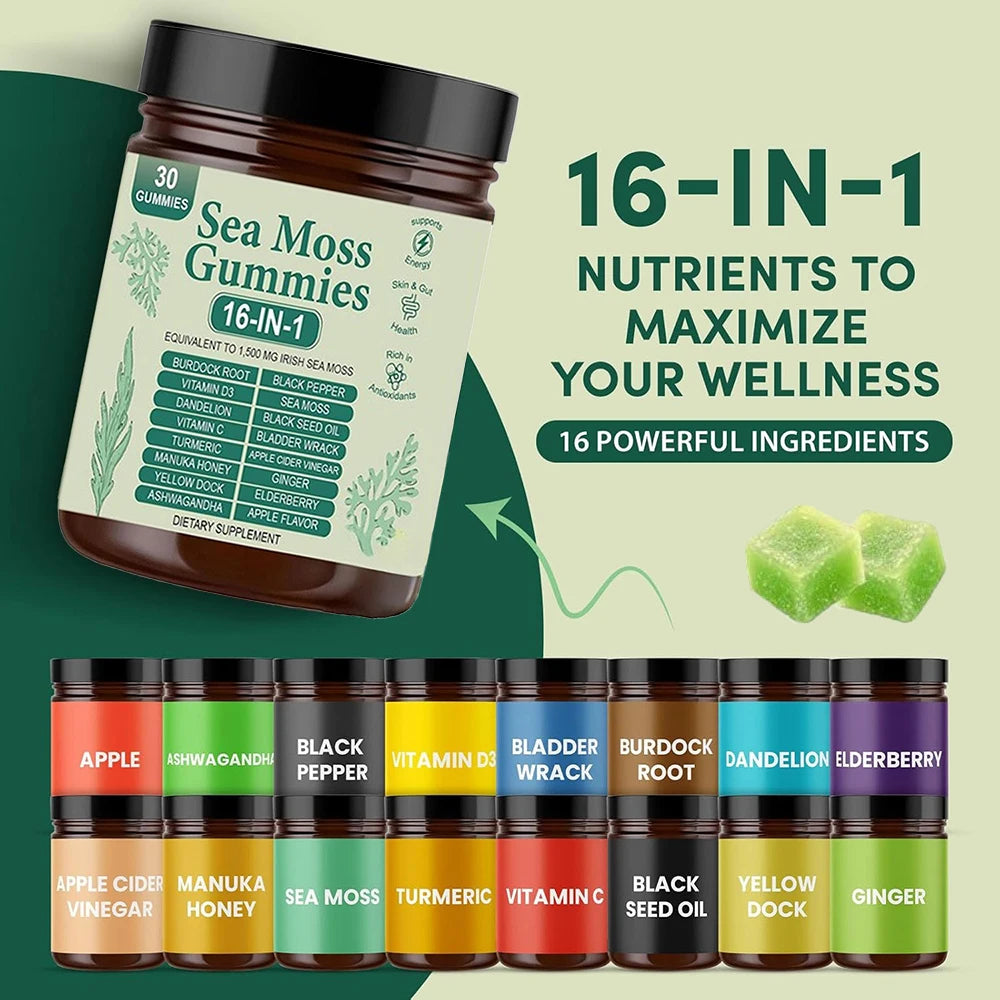 16-in-1 Sea Moss Gummies for Immune Health & Vitality Boost