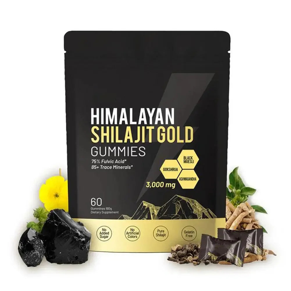 60pcs Himalayan Shilajit Gold Gummies Dietary Supplement Improve Immunity, Enhance Physical Strength, Body Resist Stress