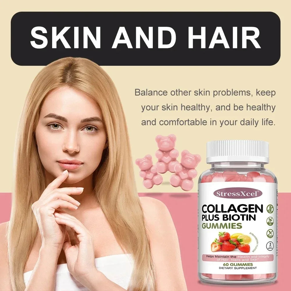 Collagen Gummies for Hair, Skin & Nails | Strawberry Flavor