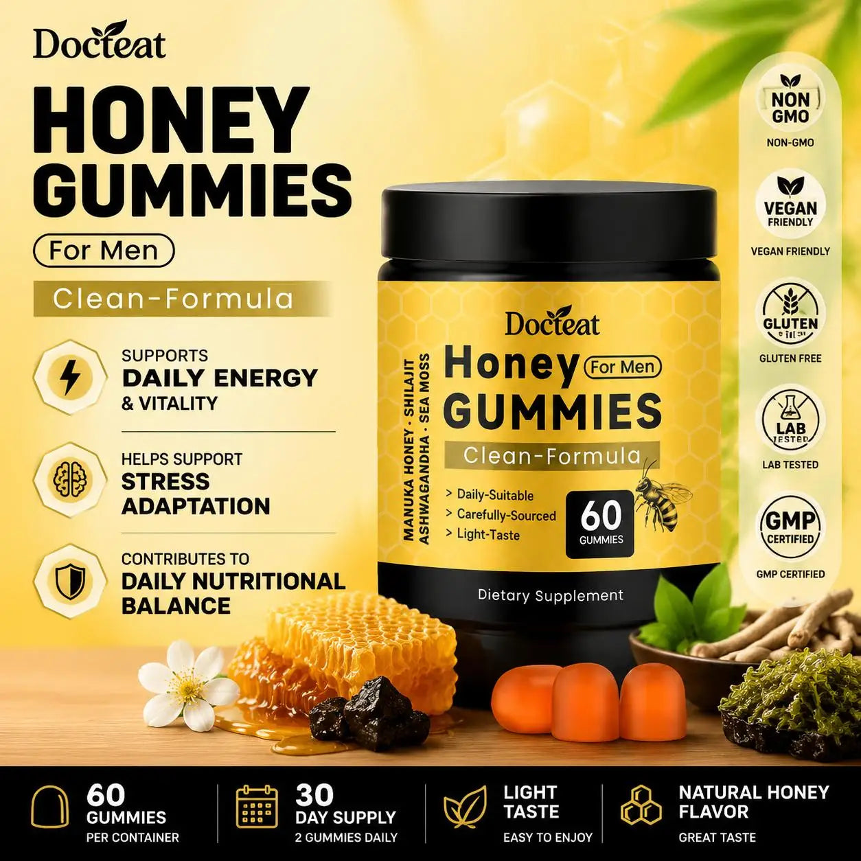 Daily Stress Relief Gummies with Shilajit & Ashwagandha