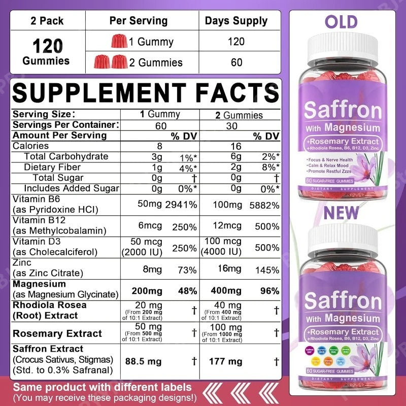 Sugar-Free Saffron Gummies for Calm, Focus & Rest