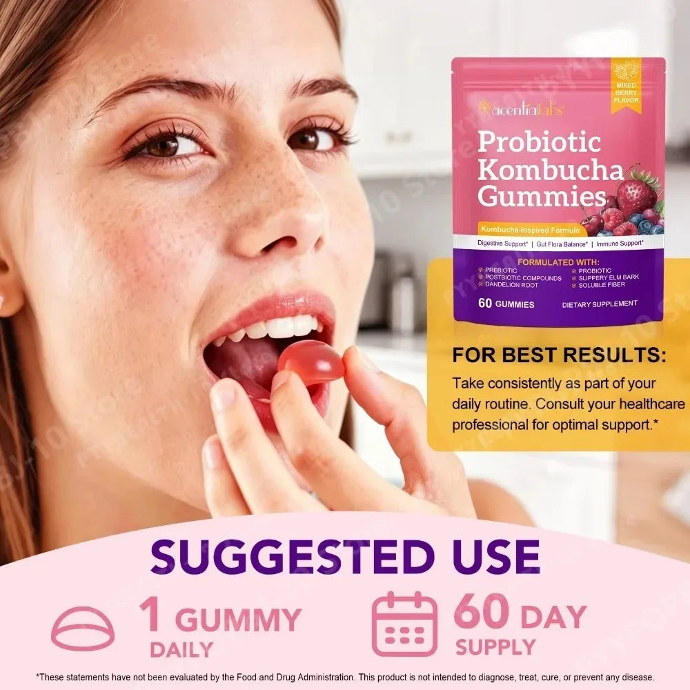 Probiotic Kombucha Gummies for Digestive Health | 60 Berry Gummies