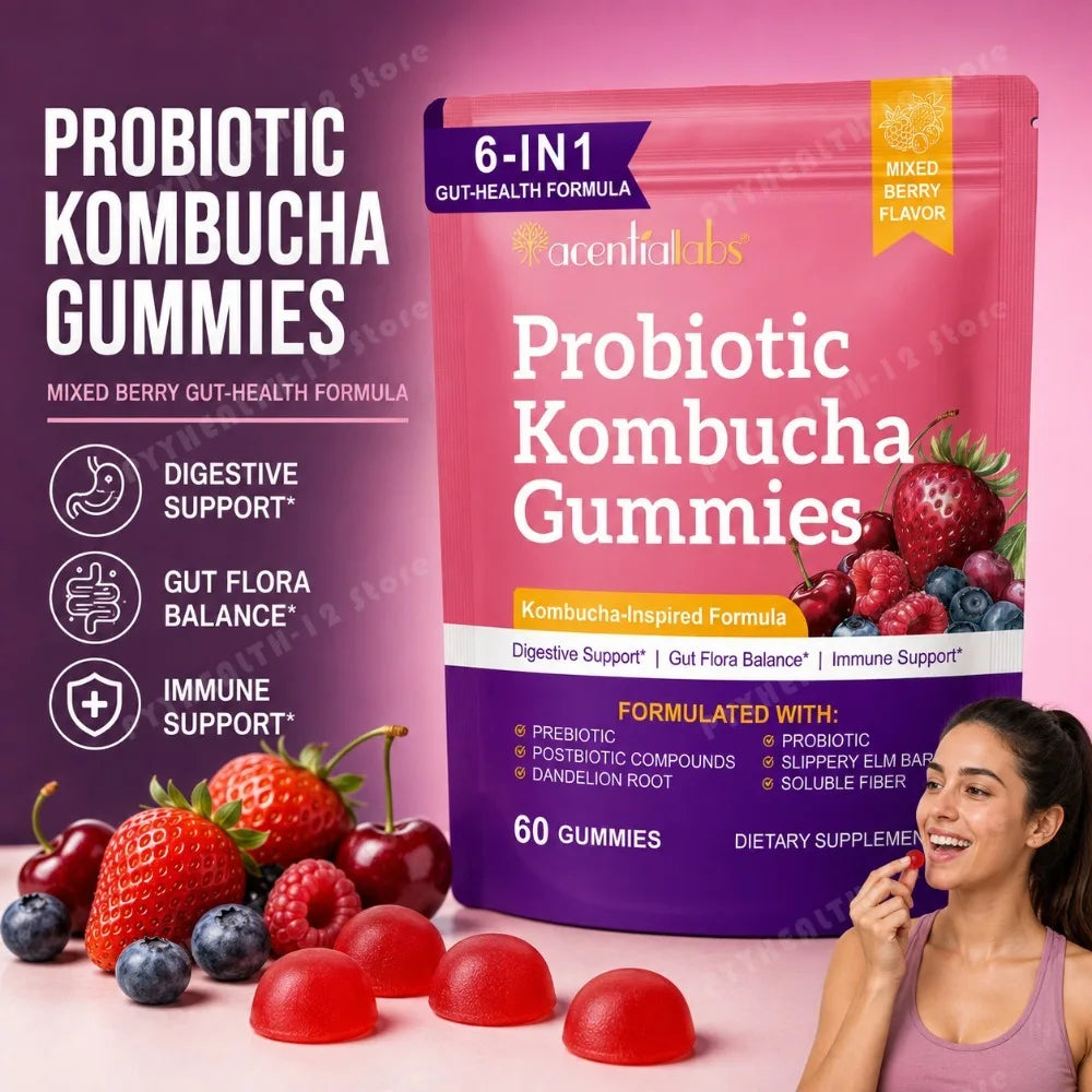 Probiotic Kombucha Gummies for Digestive Health | 60 Berry Gummies