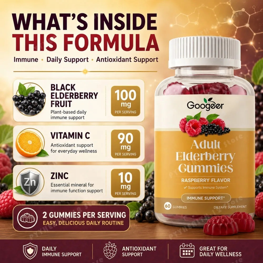 Black Elderberry Gummies with Vitamin C & Zinc | Immune Boosting Support