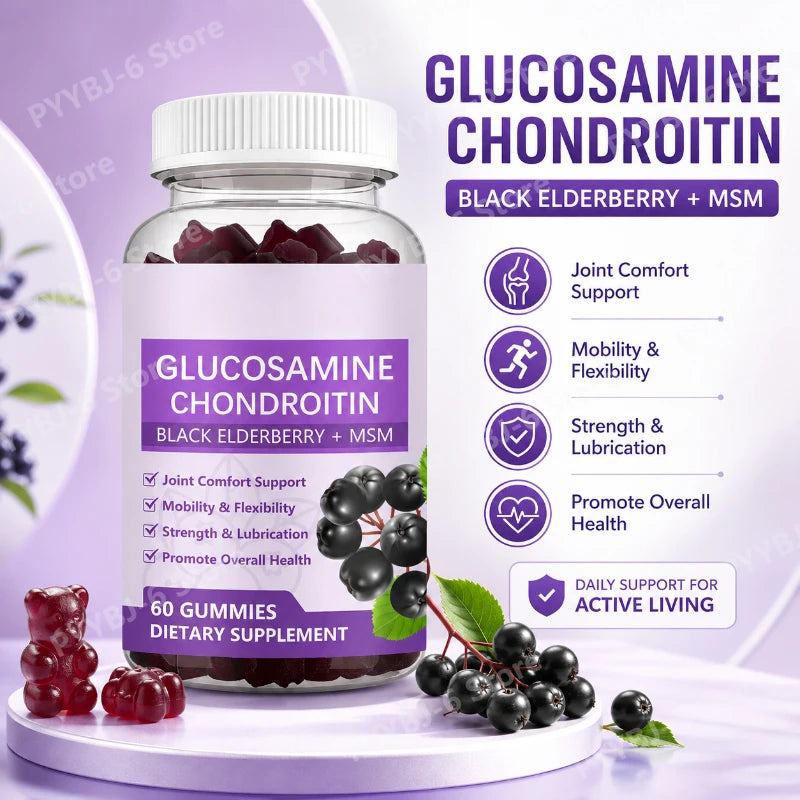 Glucosamine Chondroitin Gummies with Black Elderberry | Joint Health Support