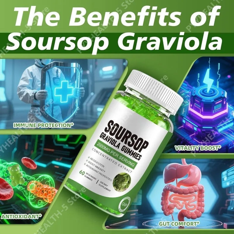 Vegan Soursop Graviola Gummies | Immune Support with Zinc & Vitamin C