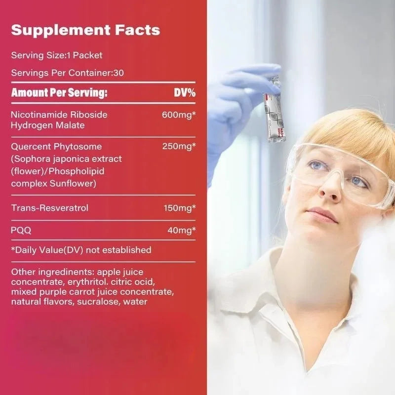 NAD+ Supplement - Nicotinamide Riboside & Resveratrol Liquid 1000mg for Men & Women Cellular Energy Advanced NAD Booster 30 CT