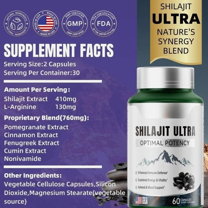 Shilajit Ultra Optimal Potency Pure Extract for Maximum Vitality and Strength