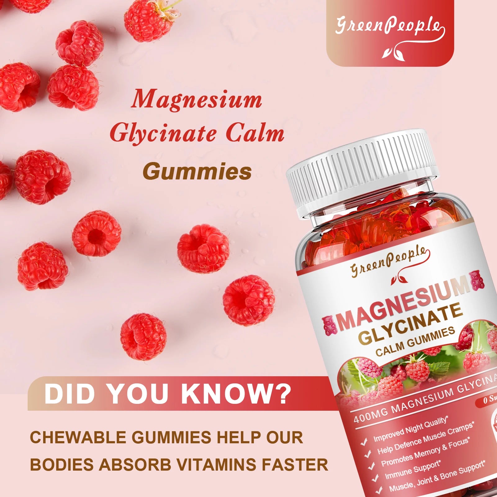 Calm & Sleep Support Magnesium Gummies | Delicious Raspberry Flavor