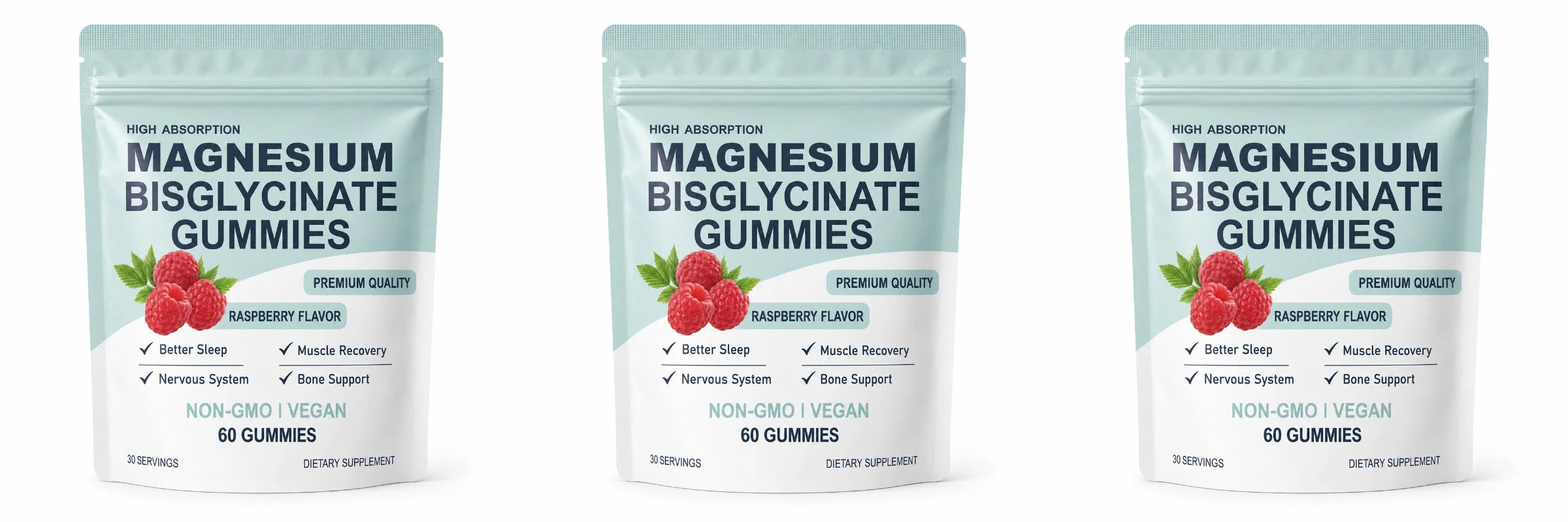 High Absorption Magnesium Bisglycinate Gummies | Vegan Raspberry Flavor