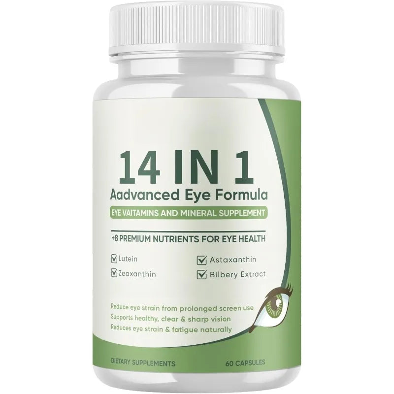 14 in 1 Eye Health Supplement 60 Capsules Contain Astaxanthin Lutein & Zeaxanthin — Relieve Daily Fatigue and Visual Comfort