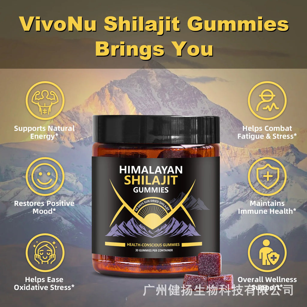 Shilajit Gummies | Peach Vanilla Flavor - Heart, Cellular & Brain Health I for Men, Women I Non-GMO I 100% Natural & I 30 Gummy