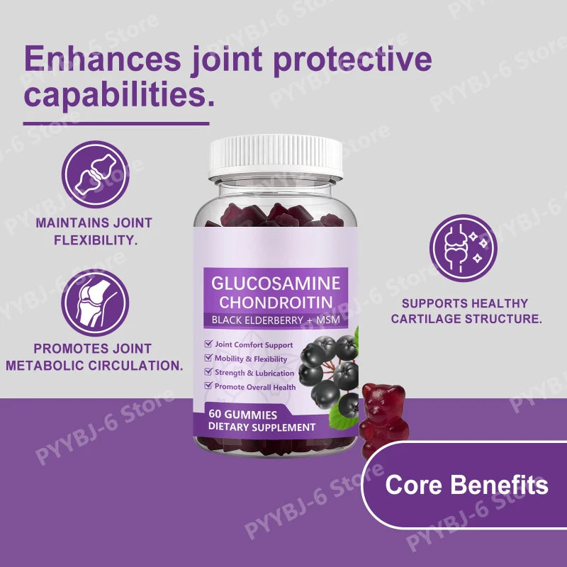 Glucosamine Chondroitin Gummies with Black Elderberry | Joint Health Support