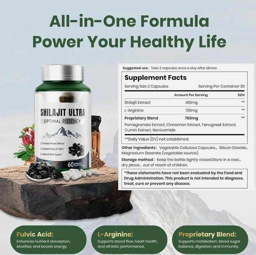 Shilajit Ultra Optimal Potency Pure Extract for Maximum Vitality and Strength
