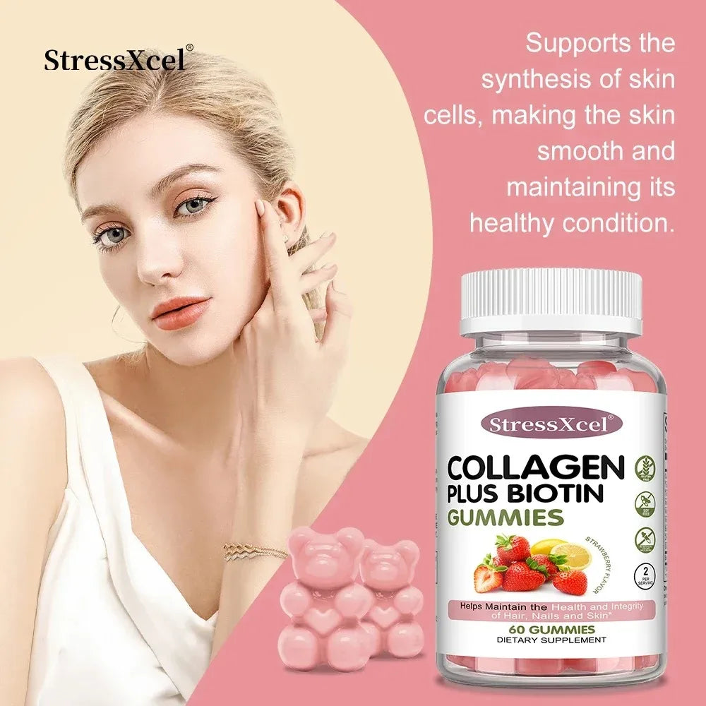 Collagen Gummies for Hair, Skin & Nails | Strawberry Flavor