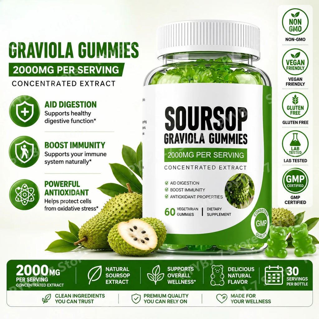 Vegan Soursop Graviola Gummies | Immune Support with Zinc & Vitamin C