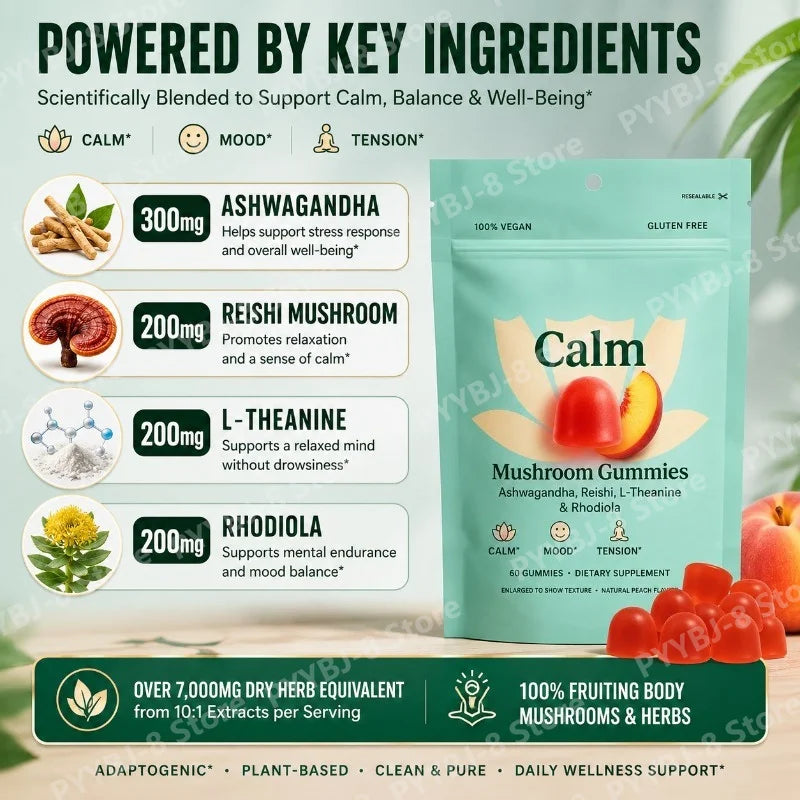 Peach Flavor Mushroom Gummies for Stress Relief and Relaxation
