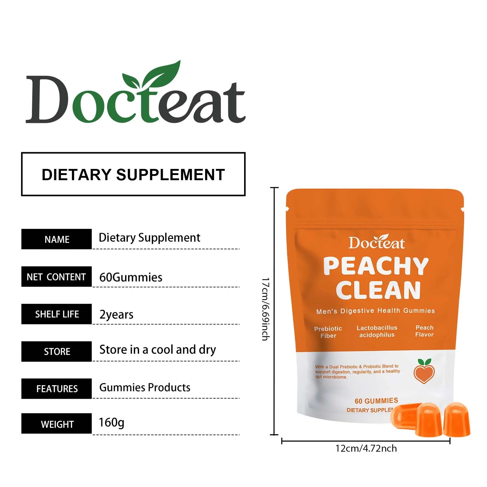 Men's Digestive Health Gummies | Delicious Peach Probiotic Blend