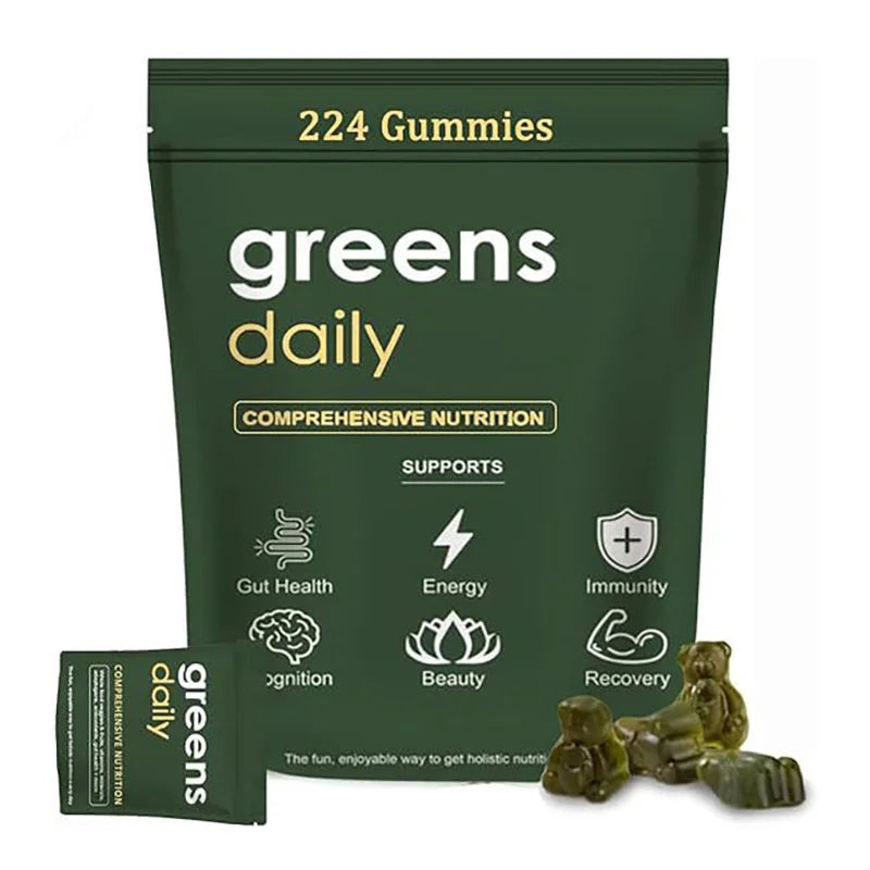 Organic Greens Gummies with Spirulina & Chlorella | Gut Health Boost