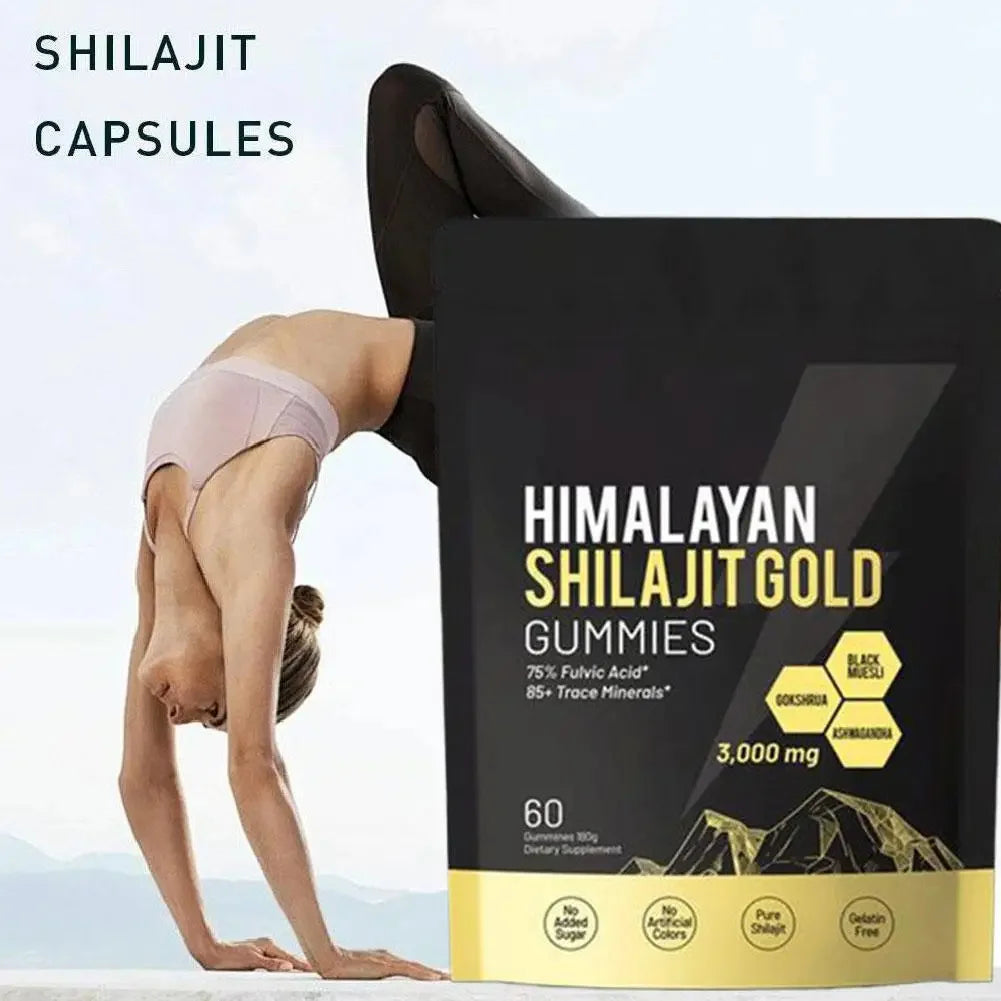 60pcs Himalayan Shilajit Gold Gummies Dietary Supplement Improve Immunity, Enhance Physical Strength, Body Resist Stress