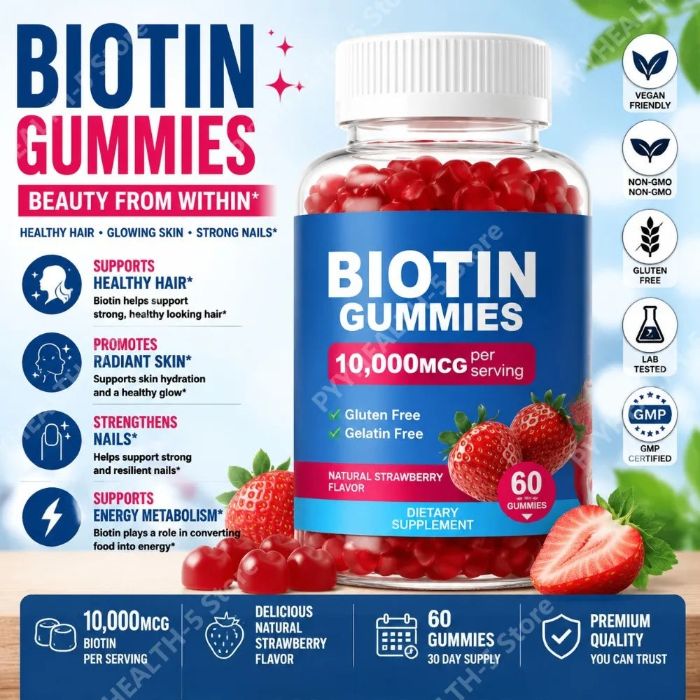 Delicious Biotin Gummies for Healthy Hair, Skin & Nails