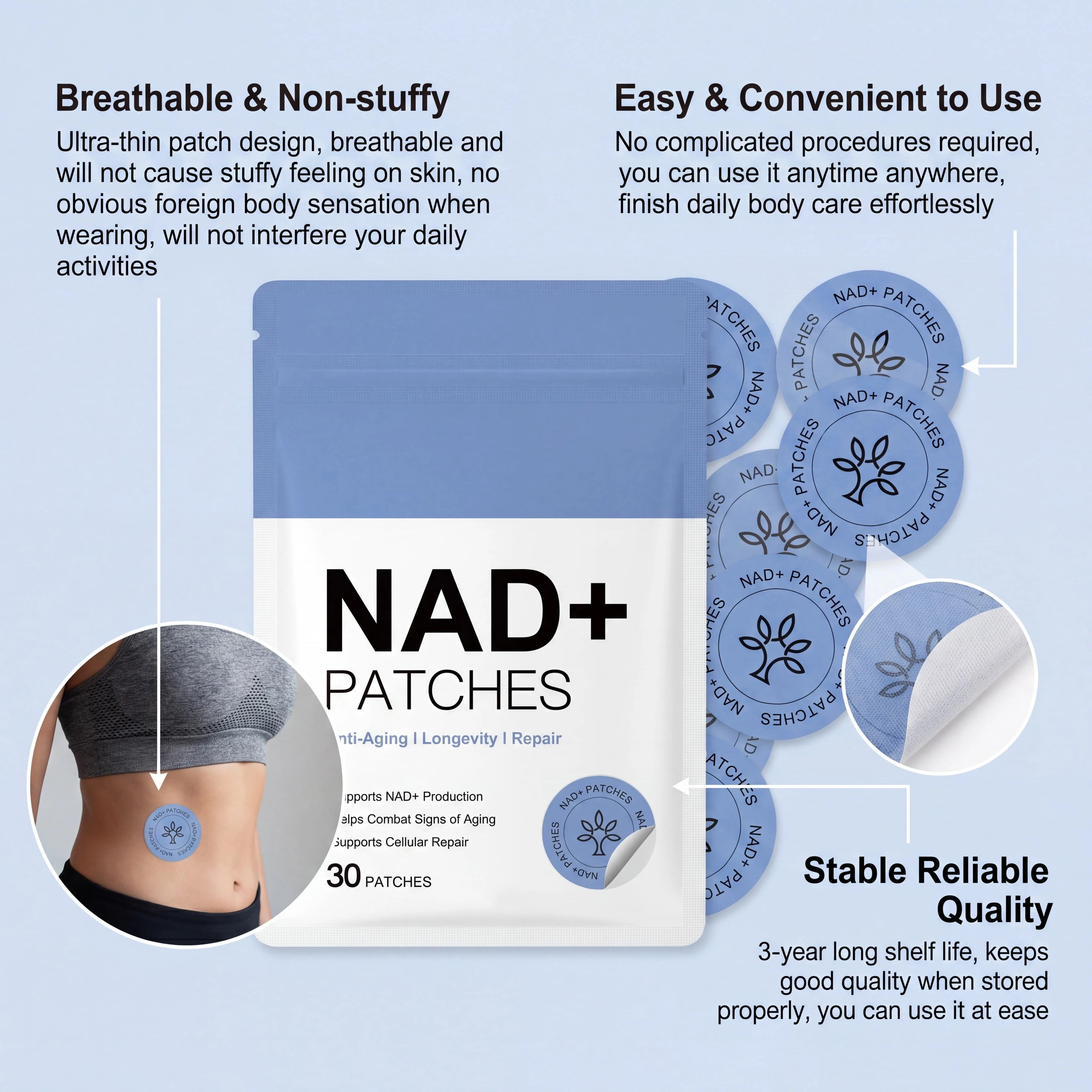 30PCS NAD+ ᴡᴇɪɢʜᴛ Management Patch, Easy-to-Use ʙᴏᴅʏ ʟᴏꜱꜱ Sticker, 2026 HOT Daily ʙᴏᴅʏ Care Support