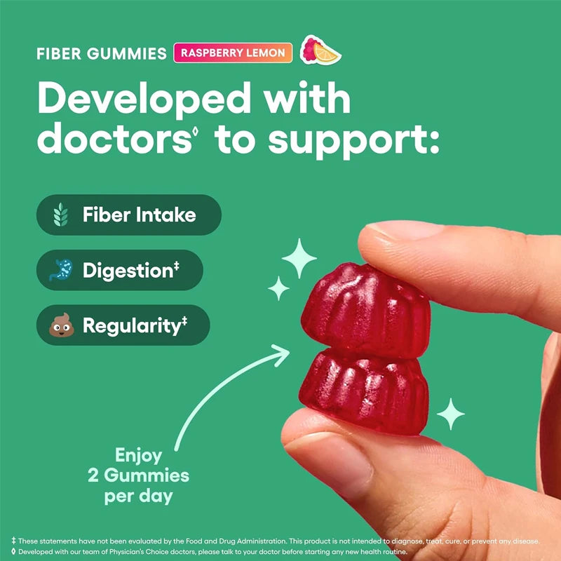 Fiber Gummies for Digestive Health | Chewable Raspberry Lemon Treats