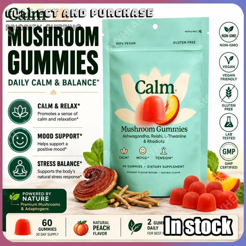 Natural Mushroom Gummies with Ashwagandha | Stress Relief & Mood Boost