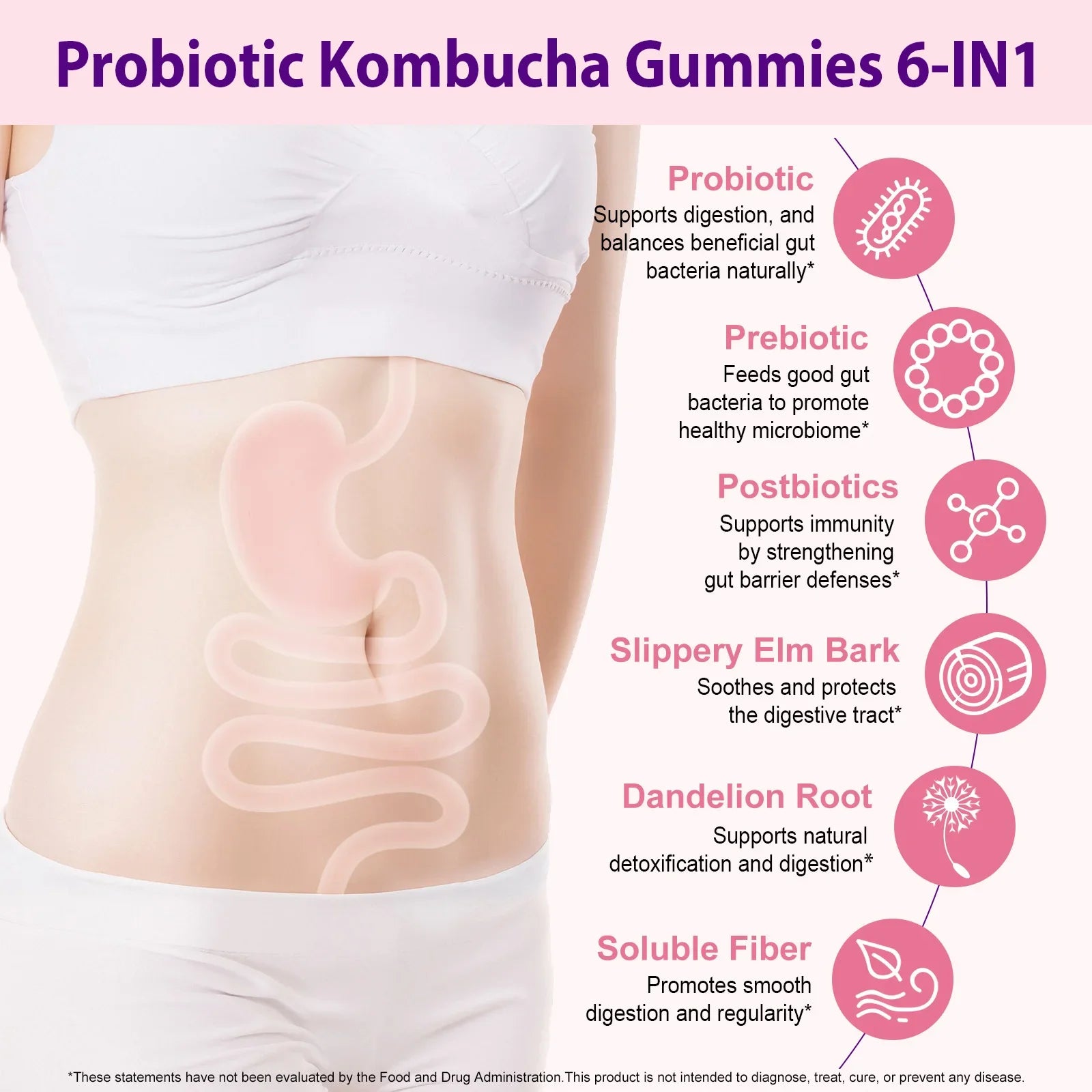 Probiotic Kombucha Gummies for Digestive Health | 60 Berry Gummies