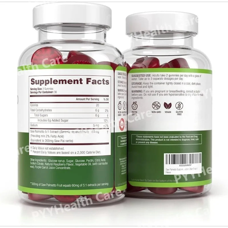 Saw Palmetto Gummies for Hair & Hormone Balance - 60 Count