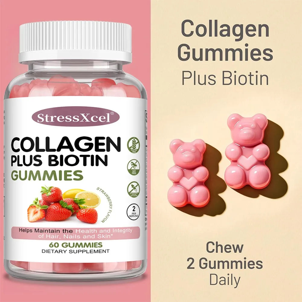 Collagen Gummies for Hair, Skin & Nails | Strawberry Flavor