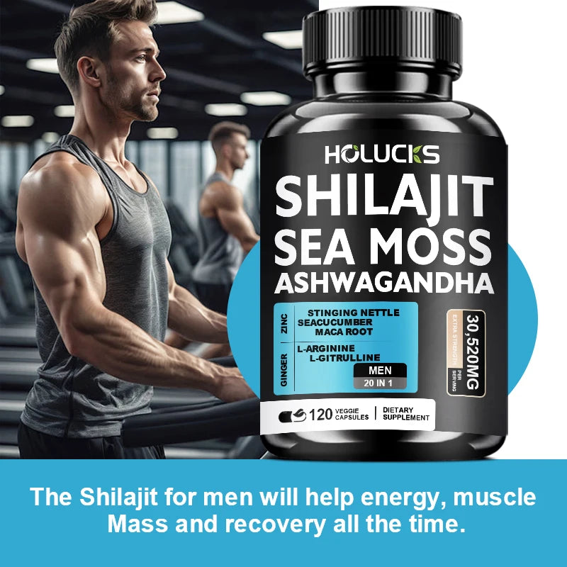 Advanced Shilajit & Sea Moss Supplement, with L-Citrulline, for Male Reproductive Health, Stamina & Immune Defense, Non-GMO