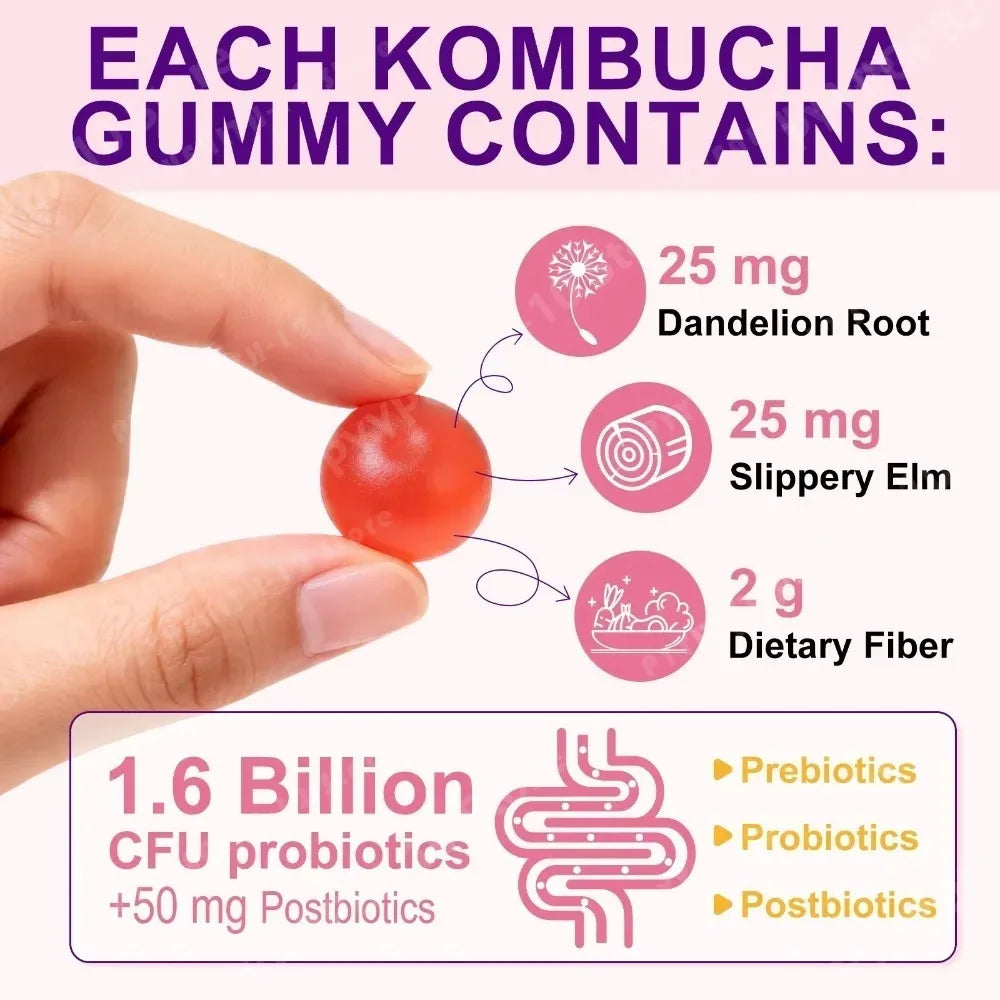Probiotic Kombucha Gummies for Digestive Health | 60 Berry Gummies