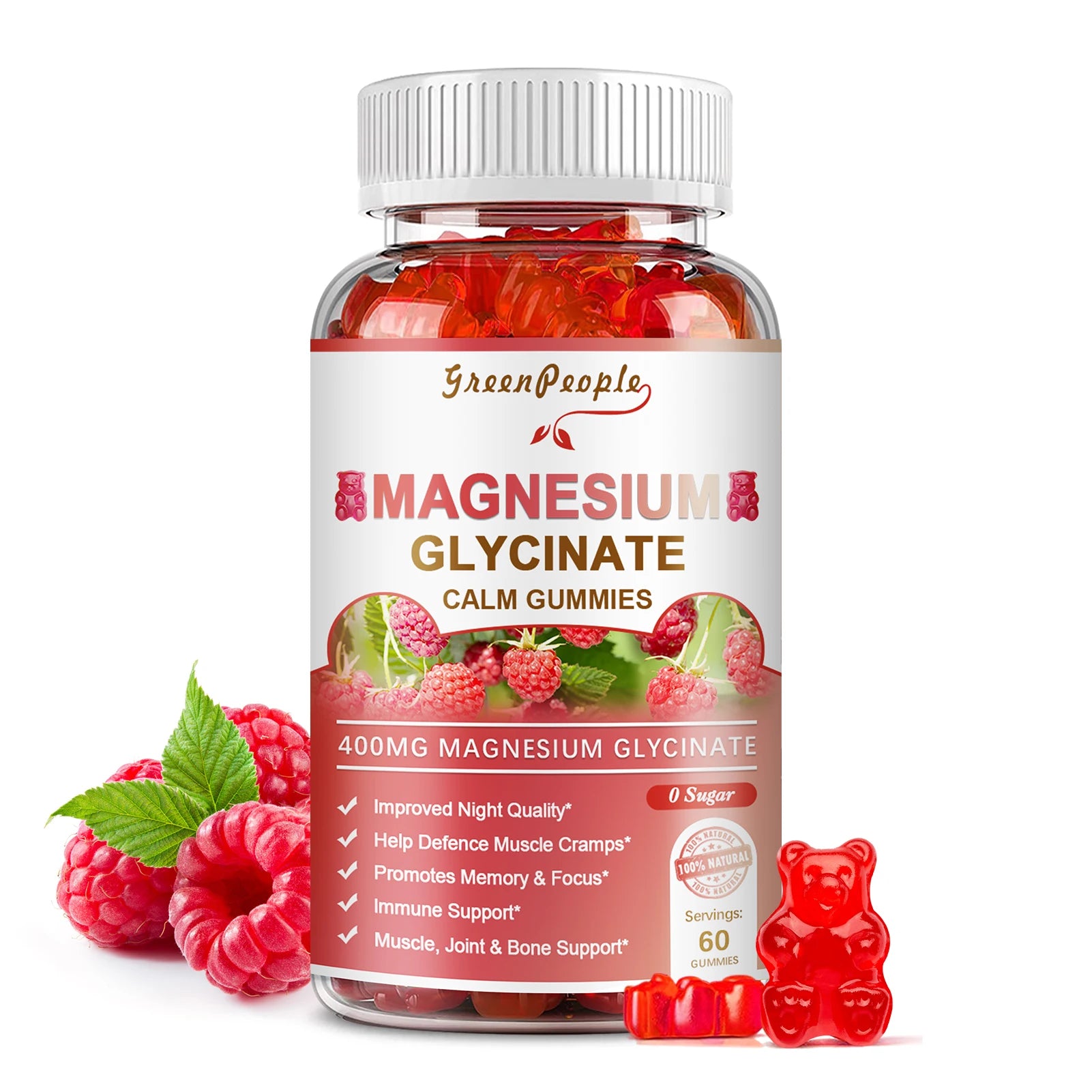 Calm & Sleep Support Magnesium Gummies | Delicious Raspberry Flavor