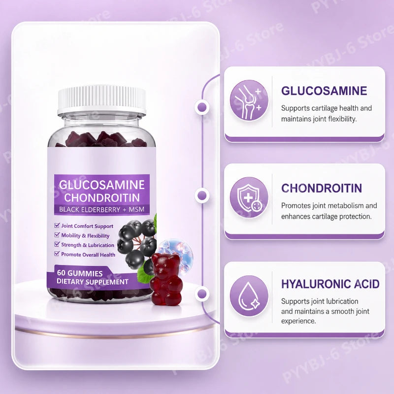 Glucosamine Chondroitin Gummies with Black Elderberry | Joint Health Support